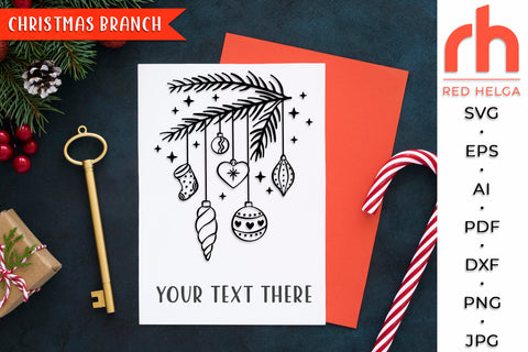 Christmas Branch Cut File - Hanging Baubles SVG SVG RedHelgaArt 