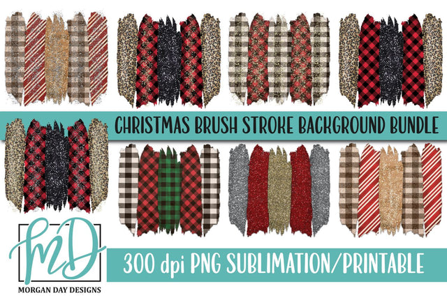 Christmas Brush Stroke Background Sublimation Printable Bundle Sublimation Morgan Day Designs 