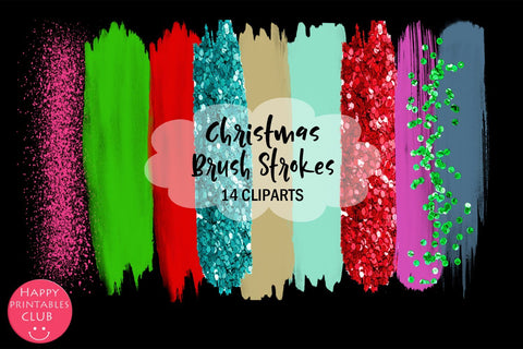 Christmas Brush Strokes Clipart- Brush Strokes Clipart SVG Happy Printables Club 
