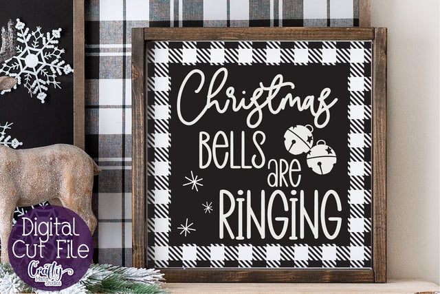 Christmas Buffalo Plaid Farmhouse, Christmas Bells Ringing SVG Crafty Mama Studios 