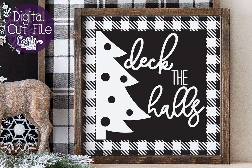 Christmas Buffalo Plaid Farmhouse, Deck The Halls Svg - So Fontsy