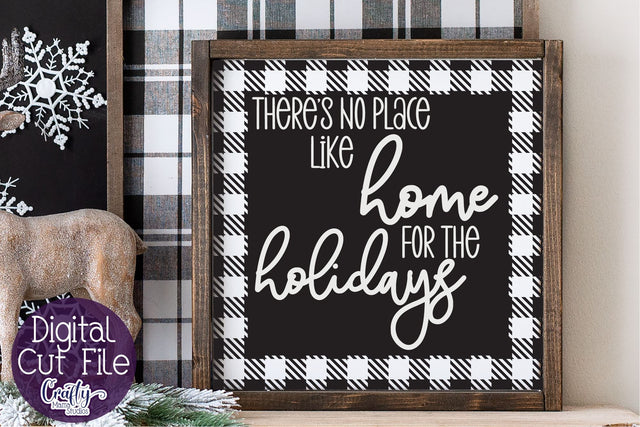 Christmas Buffalo Plaid Farmhouse, No Place Like Home Svg SVG Crafty Mama Studios 