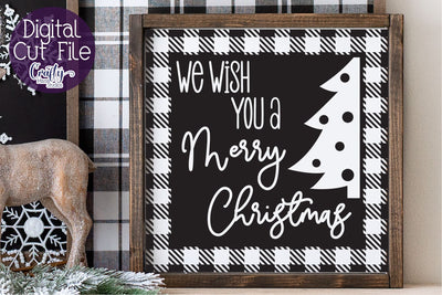 Christmas Buffalo Plaid Farmhouse, Wish You Merry Christmas SVG Crafty Mama Studios 