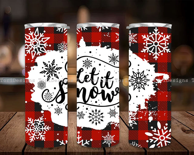 Christmas Buffalo Red Plaid Seamless Sublimation Designs Downloads - Skinny Tumbler 20oz Design Sublimation ToriDesigns 