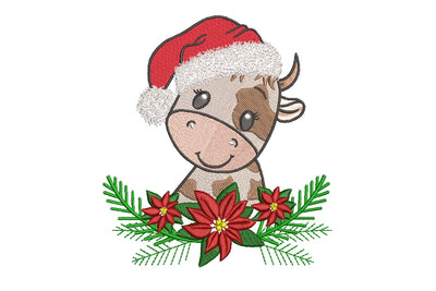 Christmas bull Machine Embroidery, Christmas embroidery design, Split Embroidery, 4 sizes. Embroidery/Applique DESIGNS ArtEMByNatalia 