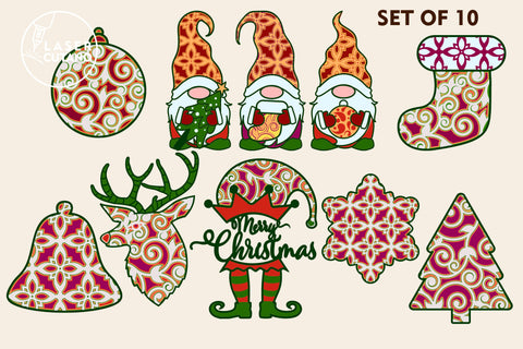 CHRISTMAS BUNDLE Christmas Ornament Set SVG LaserCutano 