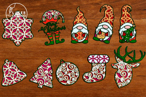 CHRISTMAS BUNDLE Christmas Ornament Set SVG LaserCutano 