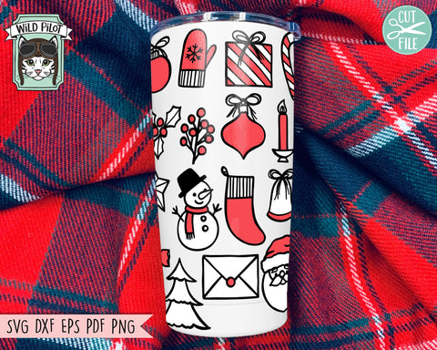 Christmas Bundle SVG Cut File, Christmas Doodles Vector, Snowman svg, Presents svg, Candy cane svg, Mitten svg, Hat svg, Stocking svg, Tree svg, Santa svg, Ribbon Banner svg SVG Wild Pilot 