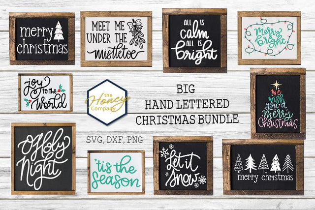 Christmas Bundle SVG DXF PNG Hand Lettering Files SVG The Honey Company 