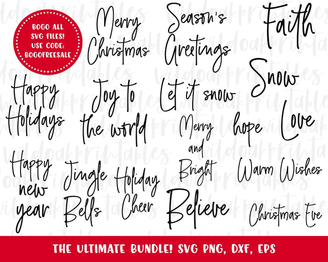 christmas bundle svg, handwritten christmas sign svg, Christmas svg, southern Christmas svg, funny Christmas svg, Christmas words svg bundle SVG WildOakSVG 
