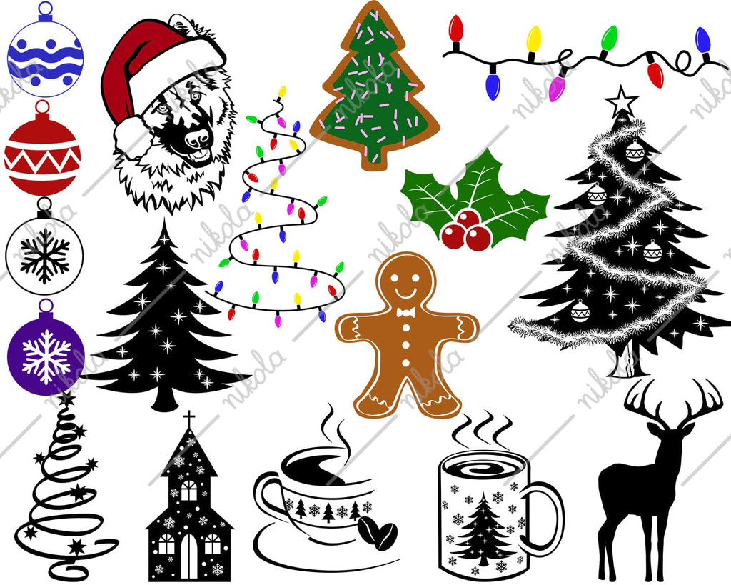 Christmas Bundle SVG PNG 50 Images Cut file Clipart Xmas - So Fontsy
