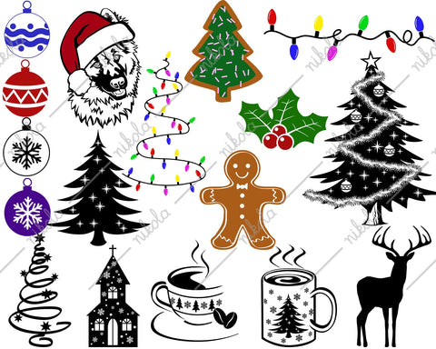 Christmas Bundle SVG PNG 50 Images Cut file Clipart Xmas SVG nikola 
