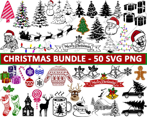 Christmas Bundle SVG PNG 50 Images Cut file Clipart Xmas SVG nikola 