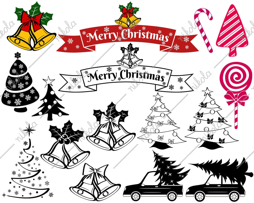 Christmas Bundle SVG PNG 50 Images Cut file Clipart Xmas - So Fontsy