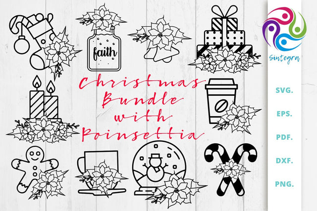 Christmas Bundle with Poinsettia Svg SVG Sintegra 