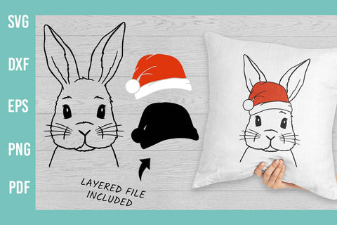 Christmas Bunny SVG | Christmas Cut file | Bunny Santa hat SVG Irina Ostapenko 