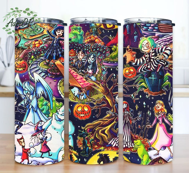 Christmas Burton Nightmare Edward Lidia Fabric Tumbler Wrap Sublimation AdriOP 