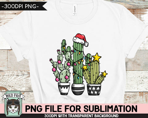 Christmas Cactus SUBLIMATION design PNG, Christmas PNG sublimation file, Christmas Cactus download, Santa Cactus Sublimation Designs png Sublimation Wild Pilot 
