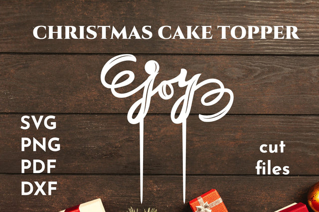 Christmas cake topper. Joy svg. Laser cut files. Decor SVG Angelina Semenova 