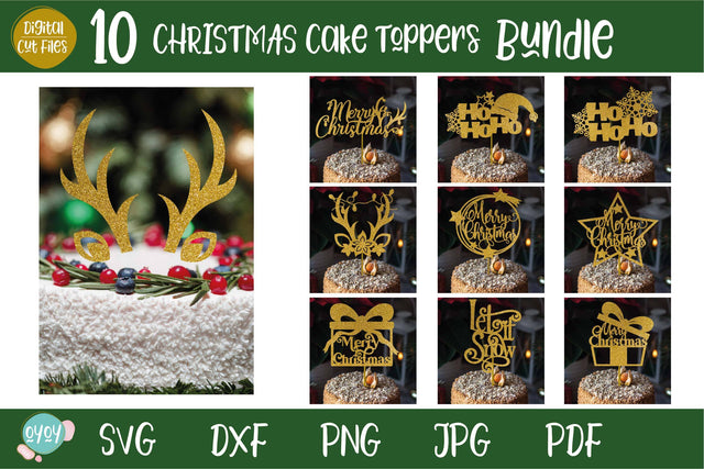 Christmas Cake Toppers Bundle | Christmas SVG Decorations SVG OyoyStudioDigitals 