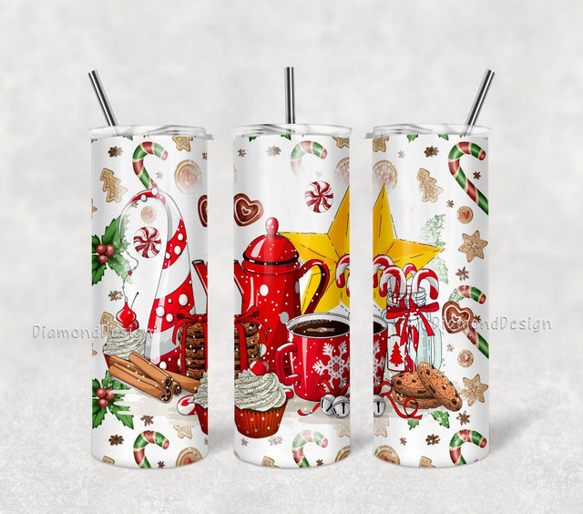 Christmas Cakes 20oz Tumbler Sublimation Wrap Png, Winter Scene Christmas Tumbler PNG, Christmas Candy Cane Tumbler Design Sublimation DiamondDesign 