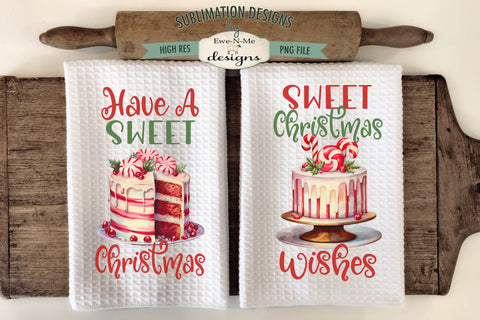 Christmas Cakes Kitchen Towel Sublimation Designs Sublimation Ewe-N-Me Designs 