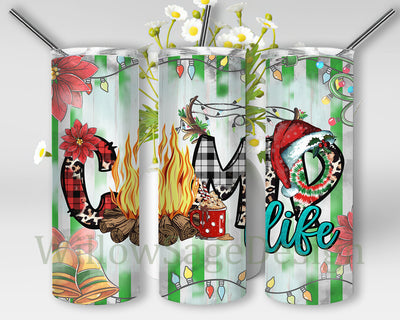 Christmas Camp Life 20oz Skinny Tumbler, Christmas Leopard Tumbler Png, Christmas Buffalo Plaid Tumbler Wrap, Xmas Sublimation Design, Instant Download Sublimation WillowSageDesign 