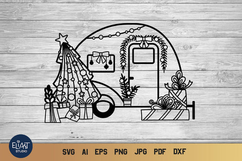 Christmas Camper SVG, Camping, Happy Camper with Christmas Tree and ...