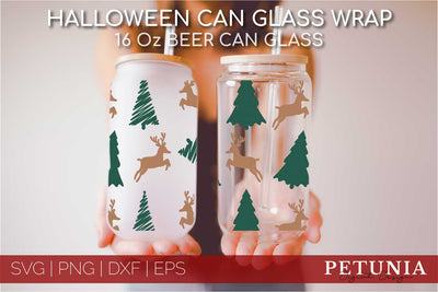 Christmas Can Glass SVG | Glass Can Wrap SVG Petunia Digital Design 