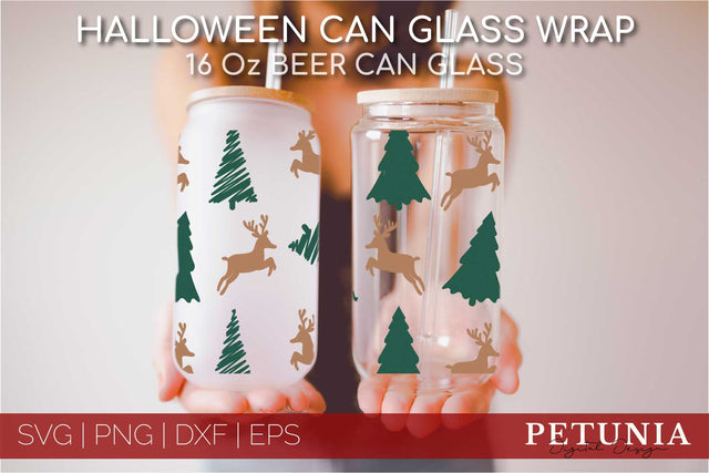 Christmas Can Glass SVG | Glass Can Wrap SVG Petunia Digital Design 
