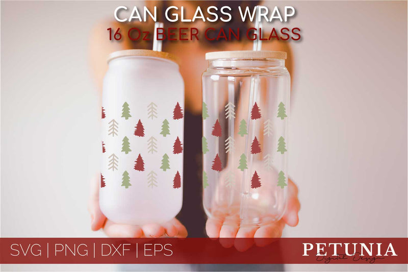 Christmas Can Glass SVG | Glass Can Wrap SVG Petunia Digital Design 
