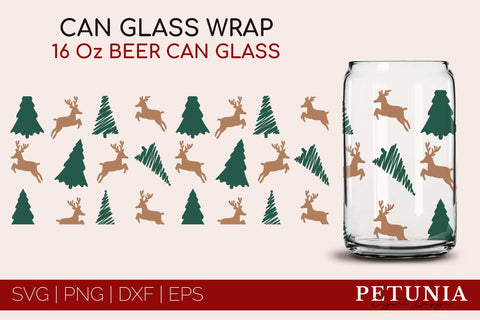 Christmas Can Glass SVG | Glass Can Wrap SVG Petunia Digital Design 