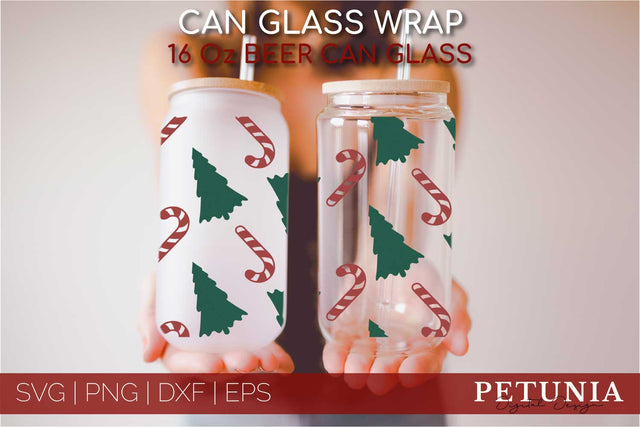 Christmas Can Glass SVG | Glass Can Wrap SVG Petunia Digital Design 