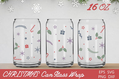 Christmas can glass wrap, 16 oz libbey can glass winter sublimation Sublimation AnastasiyaArtDesign 