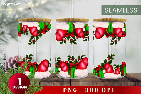 Christmas Can Glass Wrap | Beer Can | 16 Oz Libbey Glass SVG SvgOcean 