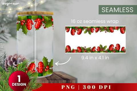 Christmas Can Glass Wrap | Beer Can | 16 Oz Libbey Glass SVG SvgOcean 