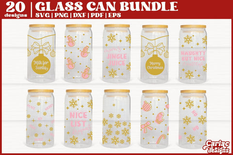 Christmas Can Glass Wrap Bundle | 16oz Glass Can Wrap SVG SVG Carla C Designs 
