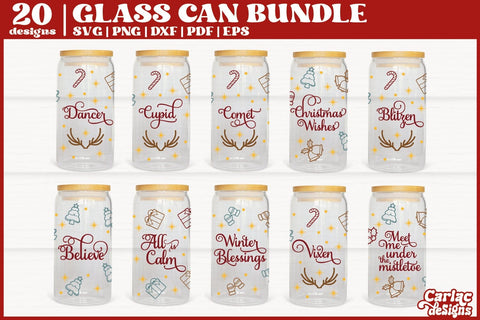 Christmas Can Glass Wrap Bundle | Reindeer Glass Can Wrap SVG Carla C Designs 