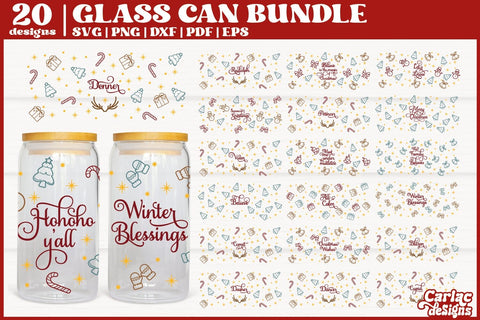 Christmas Can Glass Wrap Bundle | Reindeer Glass Can Wrap SVG Carla C Designs 