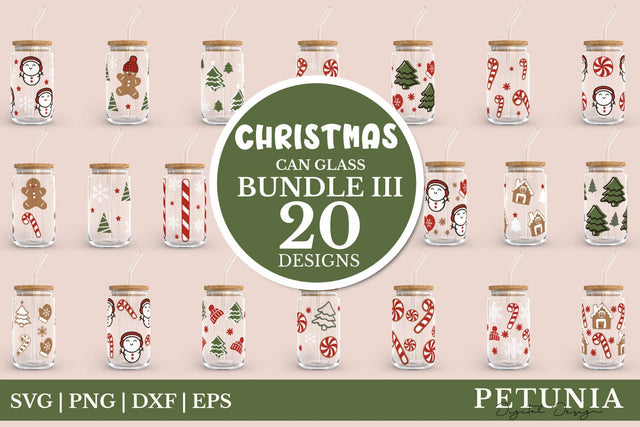 Christmas Can Glass Wrap SVG Bundle | Can Glass SVG SVG Petunia Digital Design 