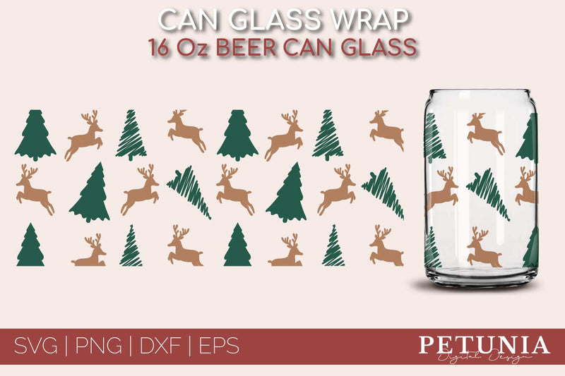 Christmas Can Glass Wrap SVG Bundle | Libbey Can Glass SVG - So Fontsy
