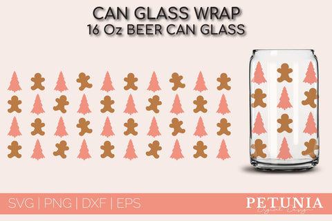 Christmas Wrap For 16 oz Can Glass SVG