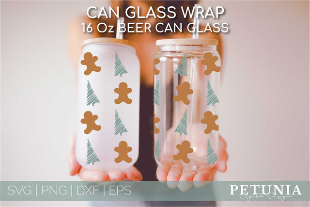 Christmas Can Glass Wrap SVG | Libbey Can Glass SVG SVG Petunia Digital Design 