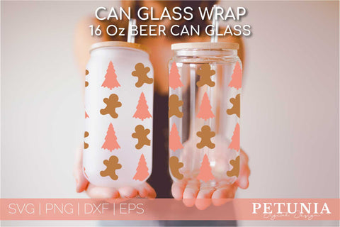 Christmas Can Glass Wrap SVG | Libbey Can Glass SVG SVG Petunia Digital Design 
