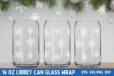 Christmas can glass wrap with snowflakes svg, Winter beer can sublimation Sublimation AnastasiyaArtDesign 
