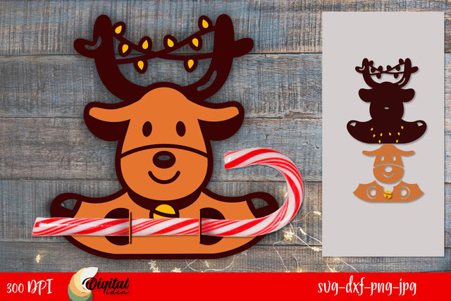 Christmas candle holder 3D LaserCut. Layered Christmas Deer. SVG Evgenyia Guschina 