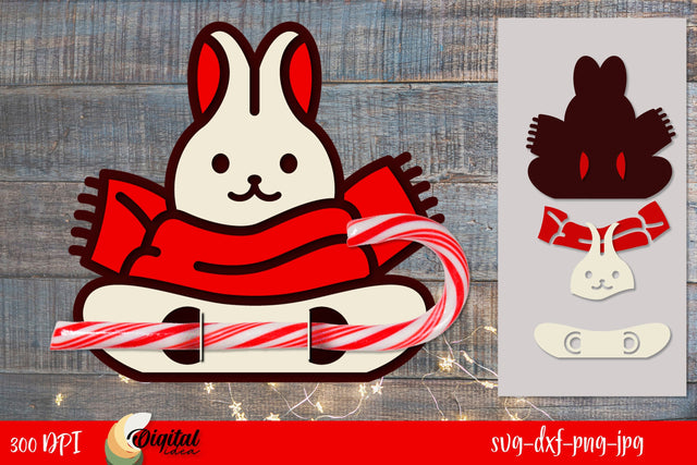 Christmas candle holder 3D LaserCut. Layered White Rabbit. SVG Evgenyia Guschina 