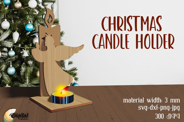 Christmas Candle holders Laser Cut. Wooden Décor Laser Cut. Laser Candle Holders. SVG Evgenyia Guschina 