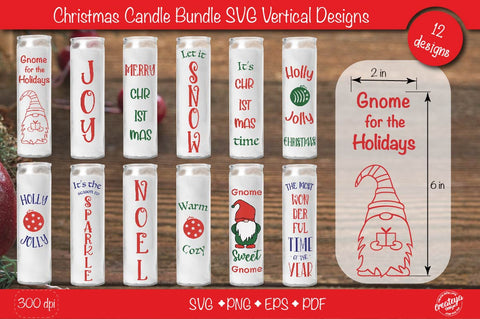 Christmas candle SVG Bundle| Merry Christmas vertical candles SVG Createya Design 