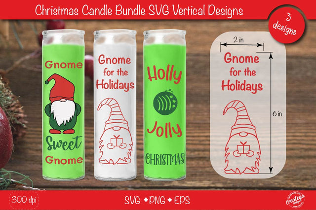 Christmas candle SVG Bundle with Gnome| Vertical candles SVG Createya Design 